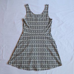 Patterned Navy and White Dress